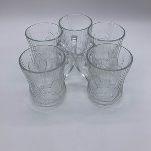 Vintage gLCOLOC Canterbury Clear Glass Embossed Crocus Flowers Coffee/Tea/Cups 5